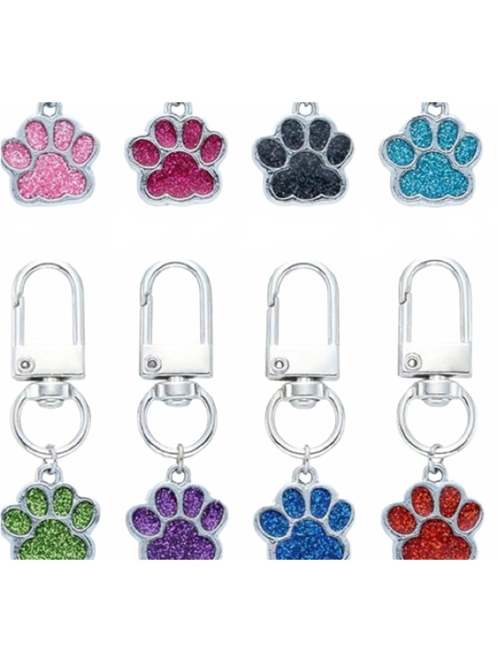 1 PC Light Blue Keychain Paw Animal Print Bag Charm Glitter Gift Teacher New